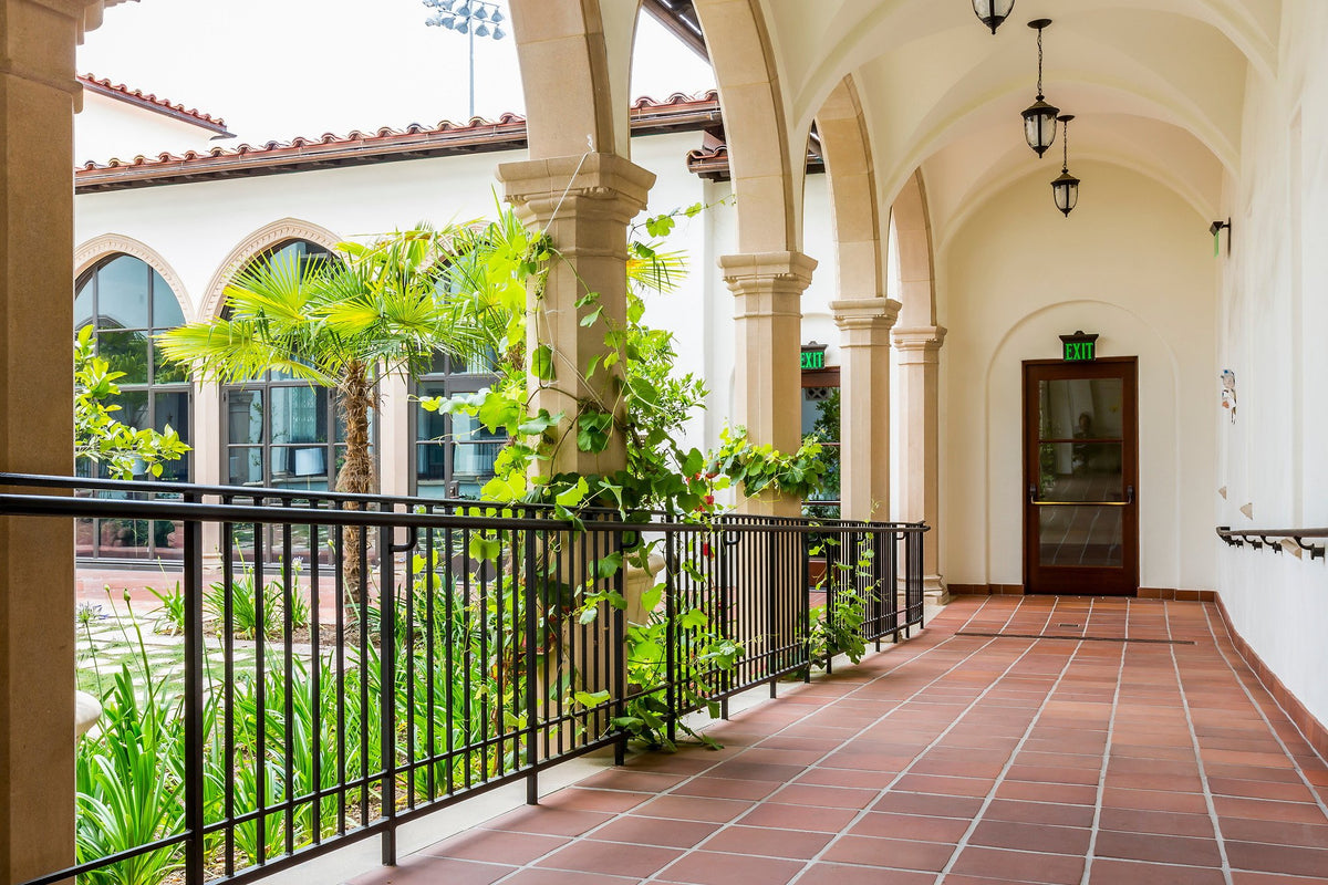 Balcony walkway over the courtyard