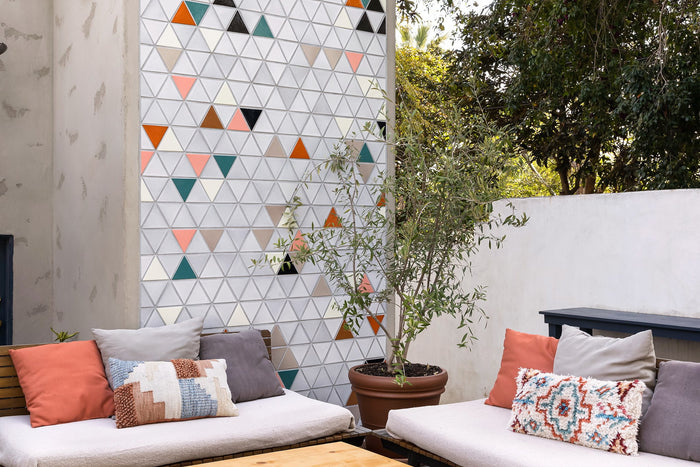 Silver Lake Triangle Tile Patio and Bath