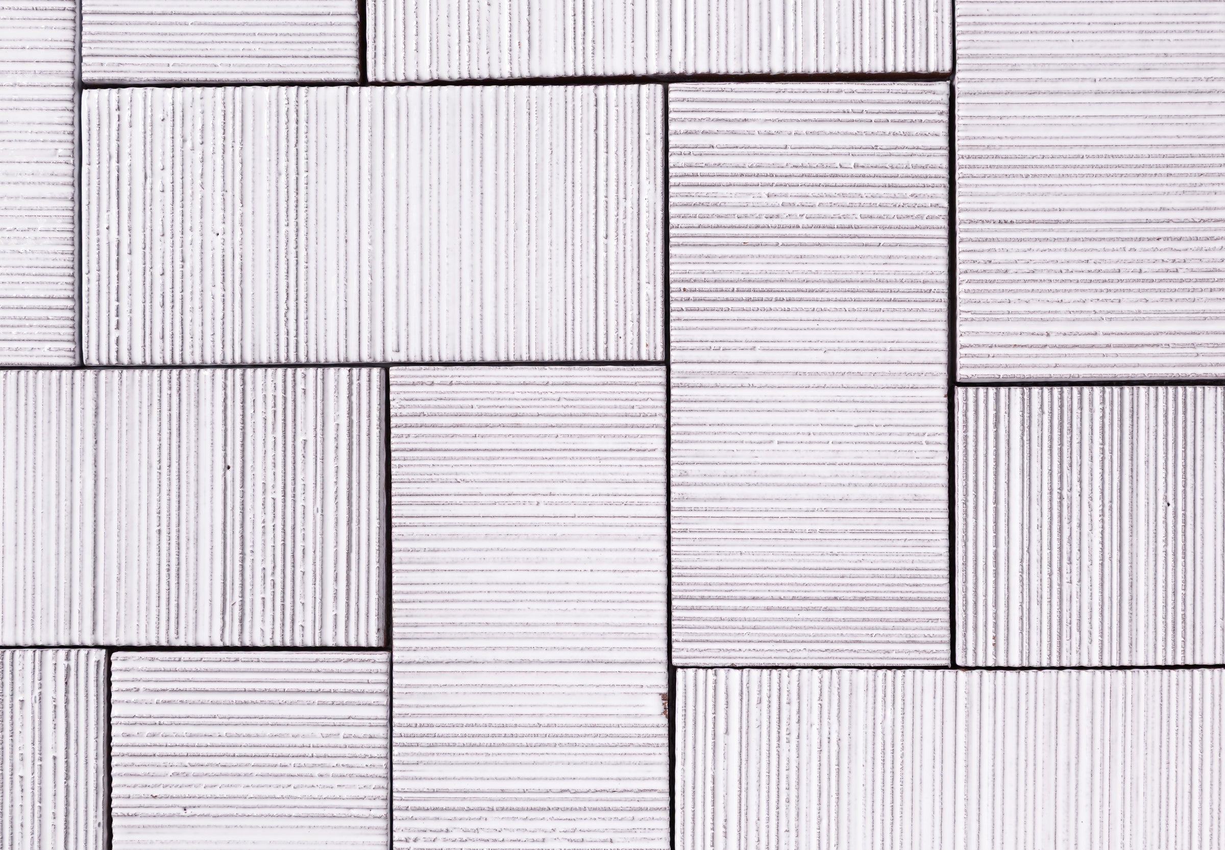 Corduroy 4x8 laid in a herringbone, Pure White glaze