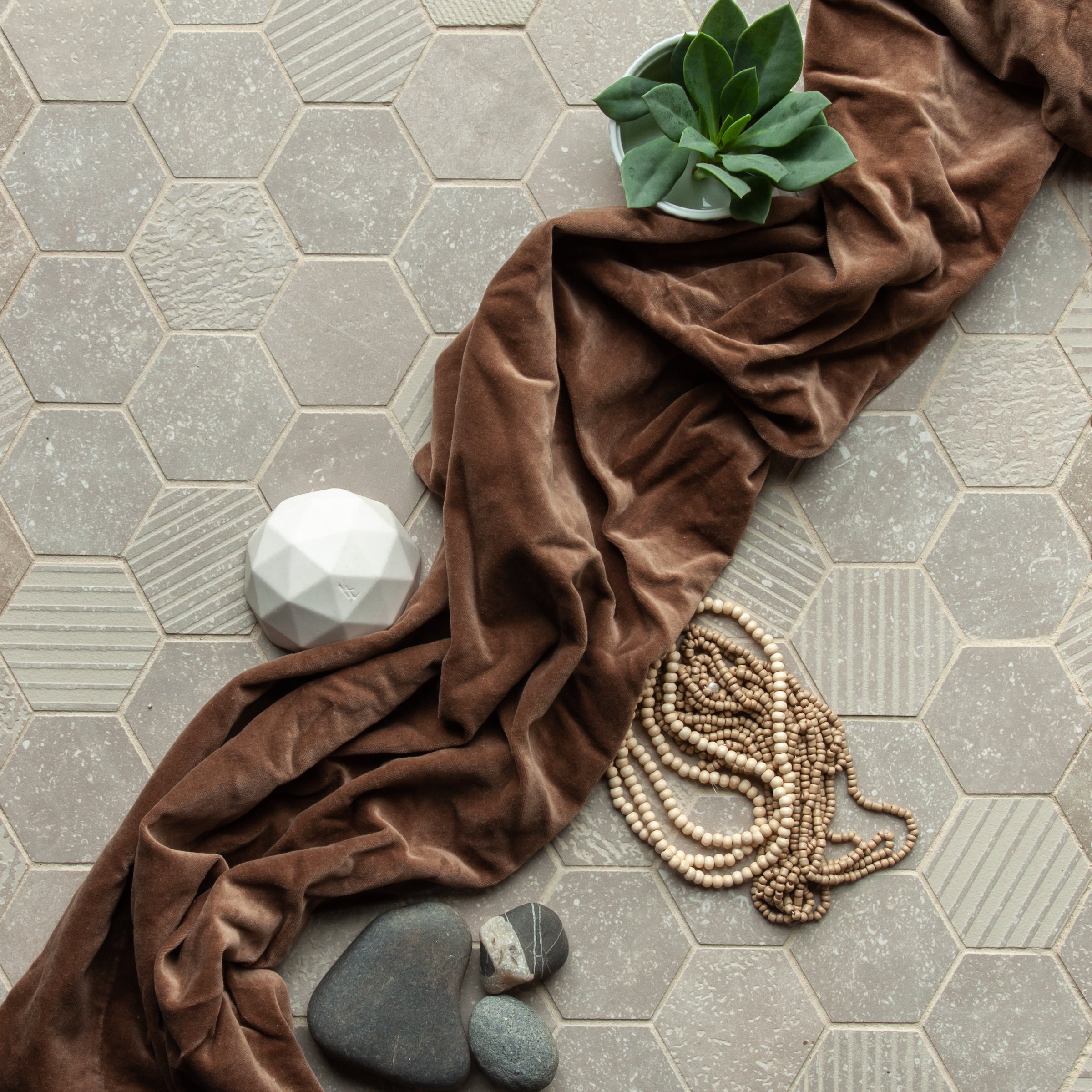Italian Porcelain 10 Exa Mosaic 10x10 Crema Mix