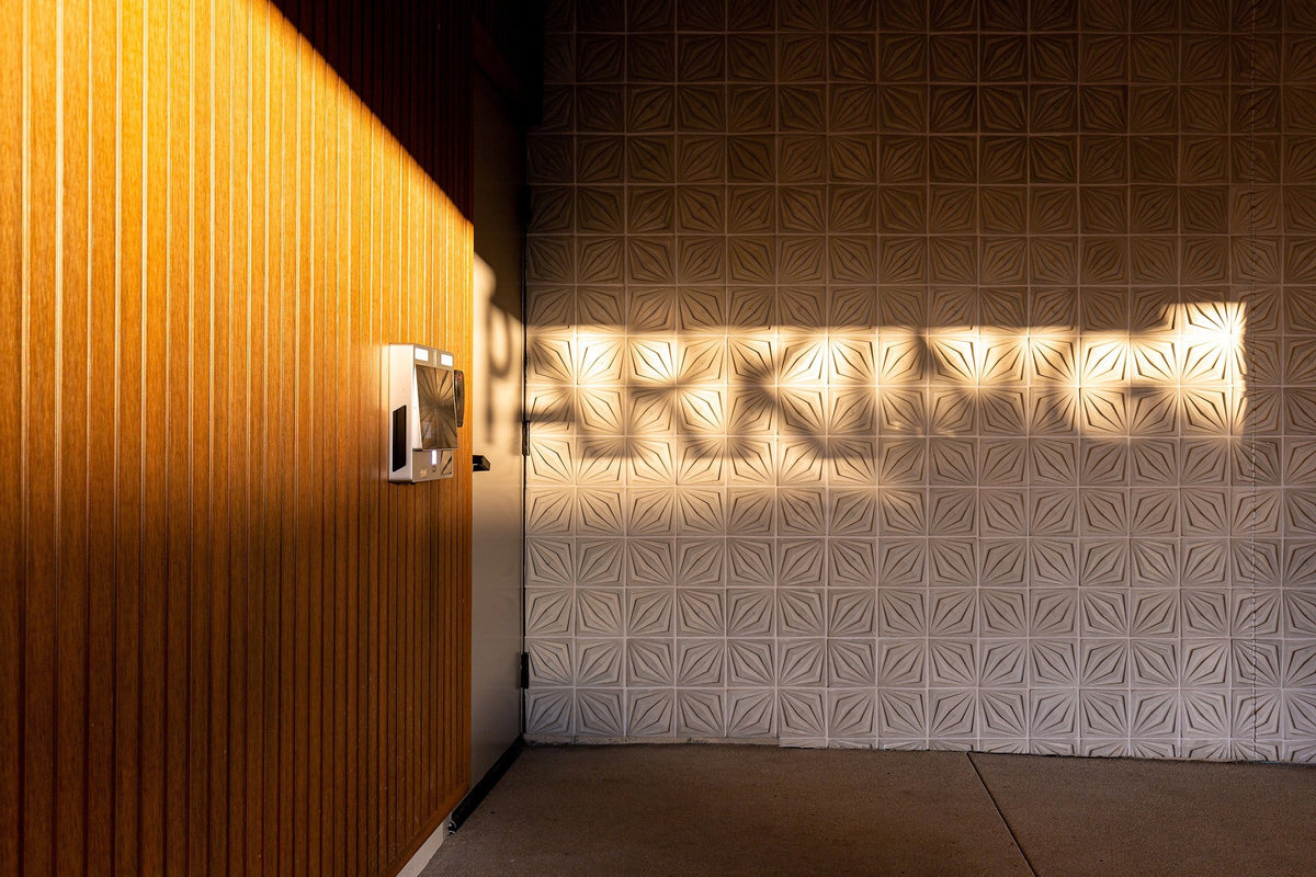Evening light on the tile wall