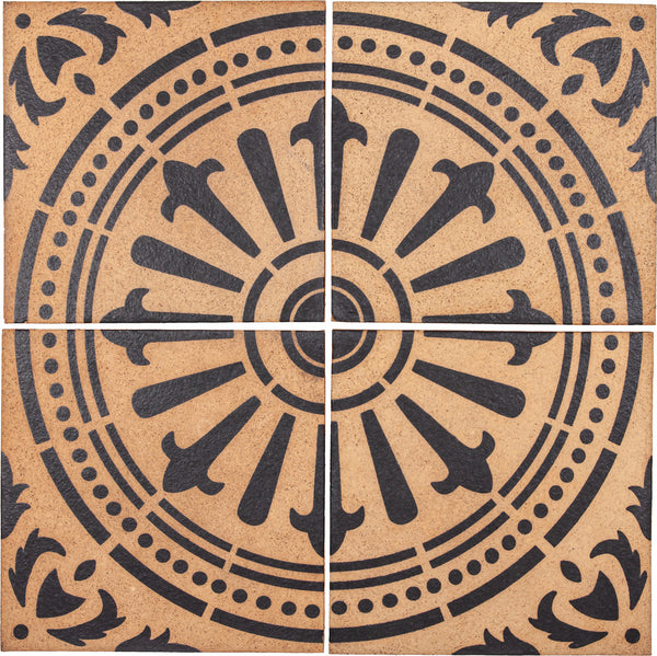 Tierra Madre deco 10 in Black, four tiles to the drawing