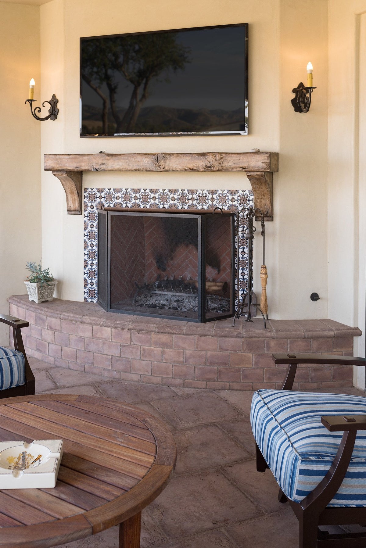 Fireplace hearth in Tuscan Mustard