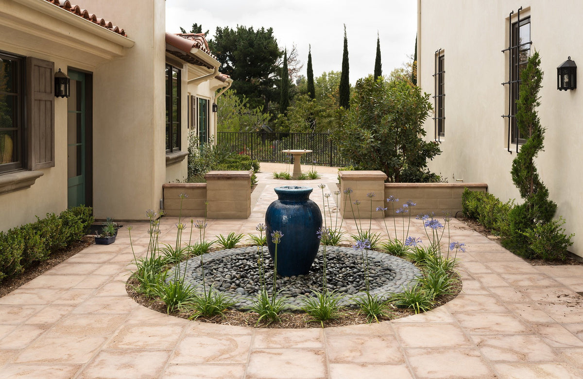 Courtyard fountain on Roman pavers