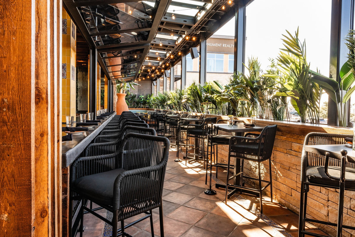 Sunlit bar on Spanish Cotto tile
