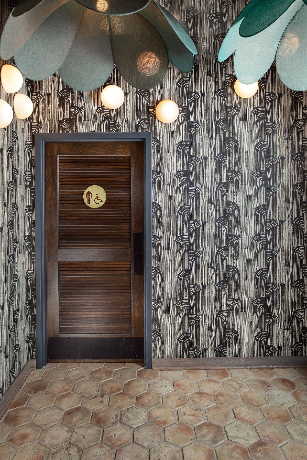 Hacienda hexagons at a wood door