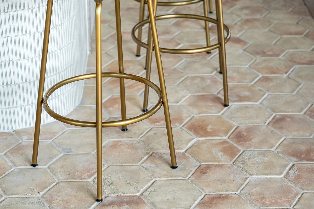 Bar stools on 8" hexagon floor