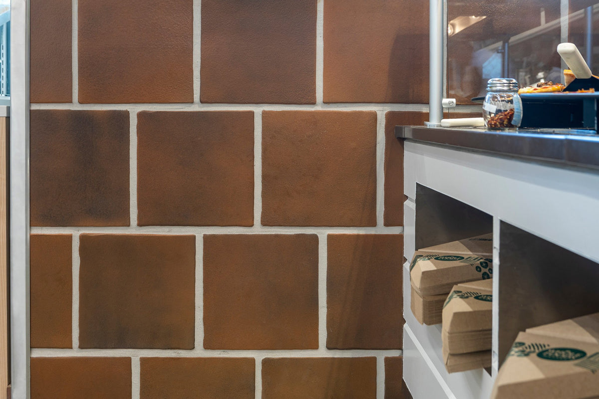 Leather glaze and white grout