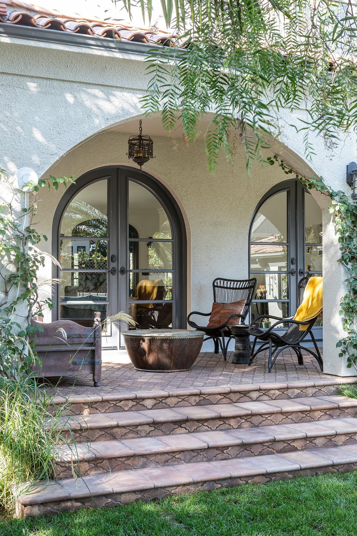 Arched loggia above tiled steps